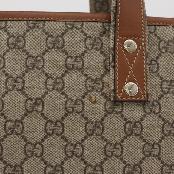 GUCCI GG Supreme Web Sherry Line Tote Bag PVC Beige Gold 211134 Auth BA13026
