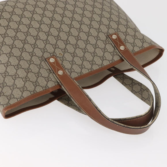 GUCCI GG Supreme Web Sherry Line Tote Bag PVC Beige Gold 211134 Auth BA13026