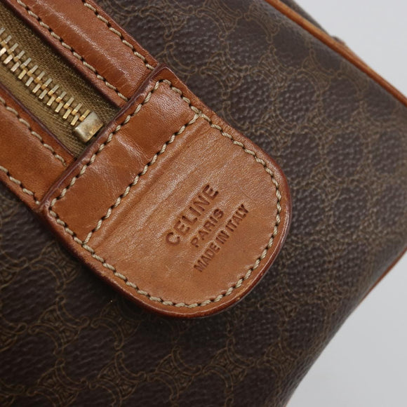 CELINE Macadam Canvas Boston Bag PVC Leder Braun Gold Auth BA13029