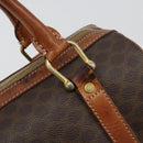 CELINE Macadam Canvas Boston Bag PVC Leather Brown Gold Auth BA13029-10