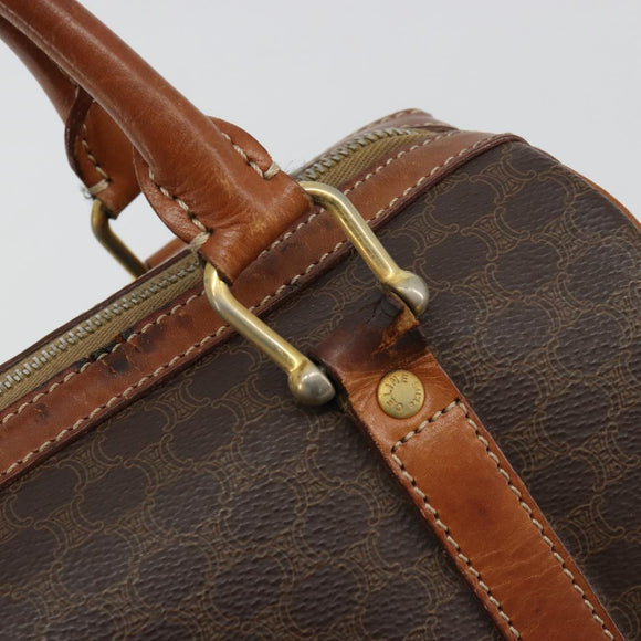 CELINE Macadam Canvas Boston Bag PVC Leder Braun Gold Auth BA13029