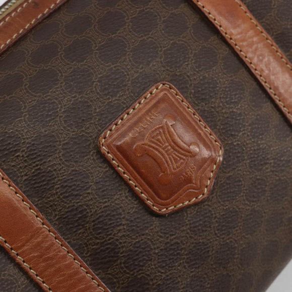 CELINE Macadam Canvas Boston Bag PVC Leder Braun Gold Auth BA13029