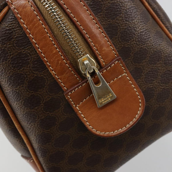 CELINE Macadam Canvas Boston Bag PVC Leder Braun Gold Auth BA13029