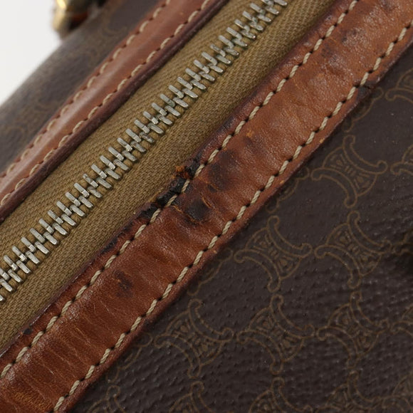 CELINE Macadam Canvas Boston Bag PVC Leder Braun Gold Auth BA13029