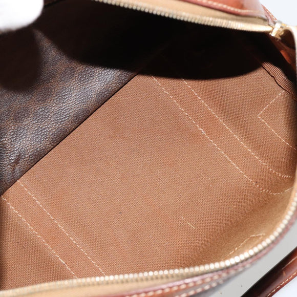 CELINE Macadam Canvas Boston Bag PVC Leder Braun Gold Auth BA13029