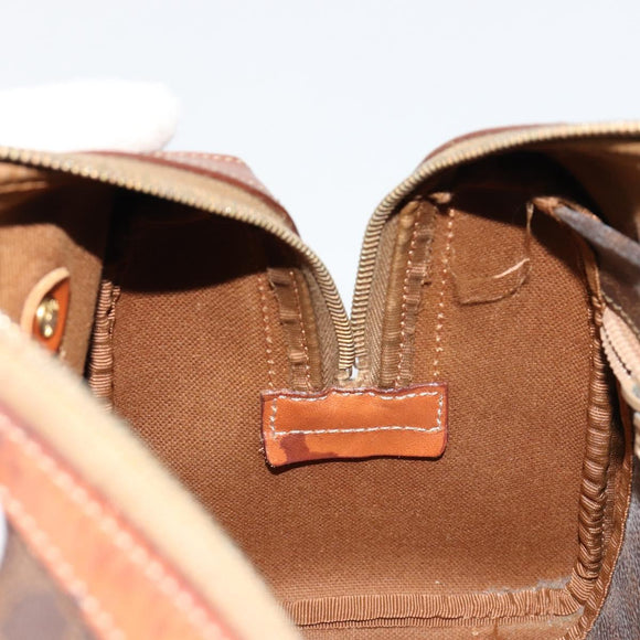 CELINE Macadam Canvas Boston Bag PVC Leder Braun Gold Auth BA13029