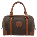 CELINE Macadam Canvas Boston Bag PVC Leder Braun Gold Auth BA13029-13