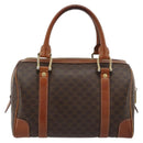 CELINE Macadam Canvas Boston Bag PVC Leder Braun Gold Auth BA13029-2