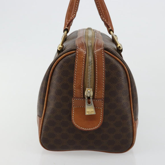 CELINE Macadam Canvas Boston Bag PVC Leder Braun Gold Auth BA13029