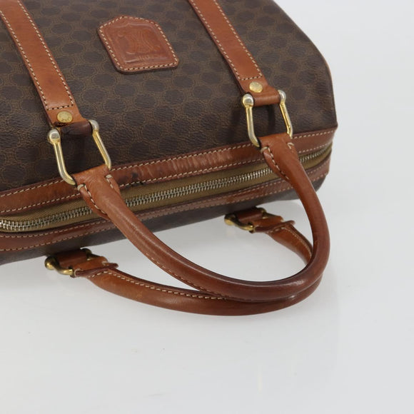 CELINE Macadam Canvas Boston Bag PVC Leder Braun Gold Auth BA13029