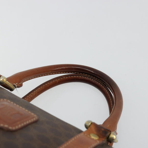 CELINE Macadam Canvas Boston Bag PVC Leder Braun Gold Auth BA13029