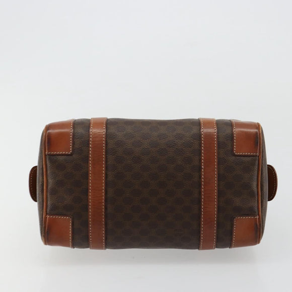 CELINE Macadam Canvas Boston Bag PVC Leder Braun Gold Auth BA13029