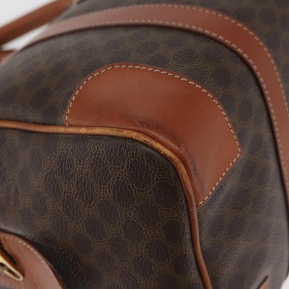 CELINE Macadam Canvas Boston Bag PVC Leder Braun Gold Auth BA13030