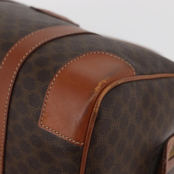 CELINE Macadam Canvas Boston Bag PVC Leder Braun Gold Auth BA13030