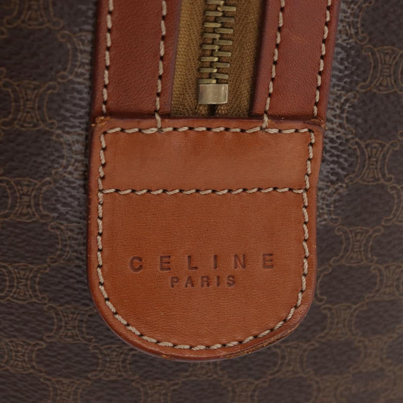 CELINE Macadam Canvas Boston Bag PVC Leder Braun Gold Auth BA13030