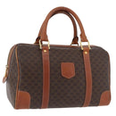 CELINE Macadam Canvas Boston Bag PVC Leder Braun Gold Auth BA13030-1