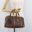 CELINE Macadam Canvas Boston Bag PVC Leder Braun Gold Auth BA13030-23