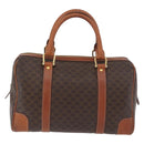 CELINE Macadam Canvas Boston Bag PVC Leder Braun Gold Auth BA13030-2