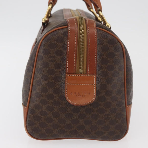 CELINE Macadam Canvas Boston Bag PVC Leder Braun Gold Auth BA13030