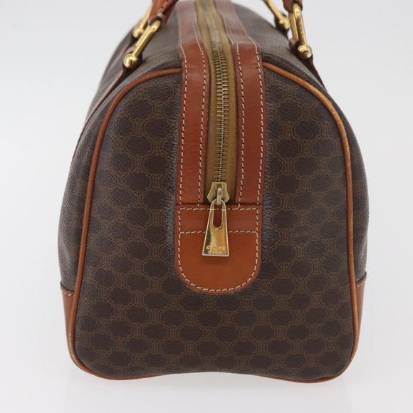 CELINE Macadam Canvas Boston Bag PVC Leder Braun Gold Auth BA13030