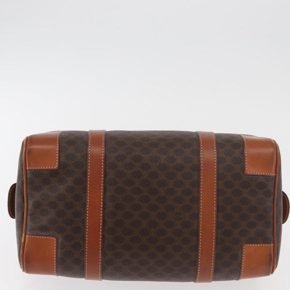 CELINE Macadam Canvas Boston Bag PVC Leder Braun Gold Auth BA13030