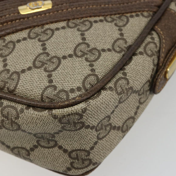 GUCCI GG Supreme Umhängetasche PVC Beige Gold Auth BA13033
