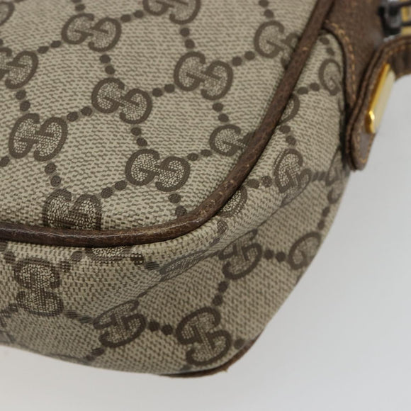 GUCCI GG Supreme Umhängetasche PVC Beige Gold Auth BA13033