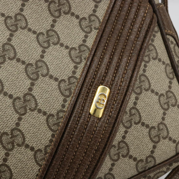 GUCCI GG Supreme Umhängetasche PVC Beige Gold Auth BA13033