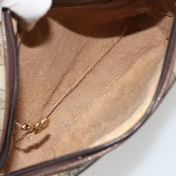 GUCCI GG Supreme Umhängetasche PVC Beige Gold Auth BA13033