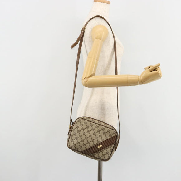 GUCCI GG Supreme Umhängetasche PVC Beige Gold Auth BA13033