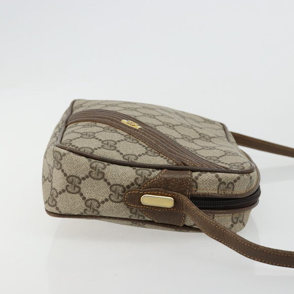 GUCCI GG Supreme Umhängetasche PVC Beige Gold Auth BA13033