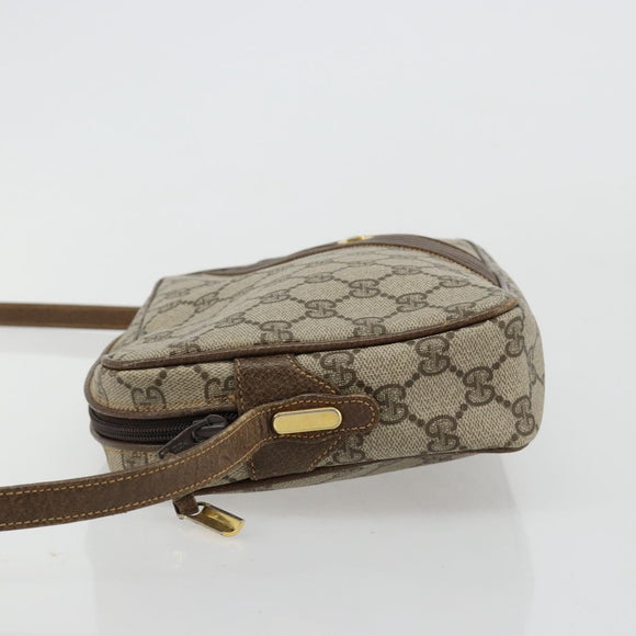 GUCCI GG Supreme Umhängetasche PVC Beige Gold Auth BA13033