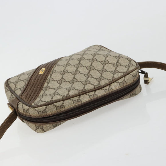 GUCCI GG Supreme Umhängetasche PVC Beige Gold Auth BA13033