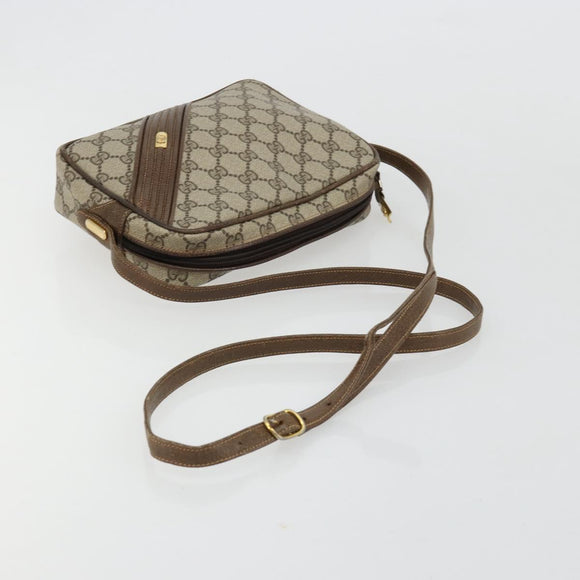 GUCCI GG Supreme Umhängetasche PVC Beige Gold Auth BA13033