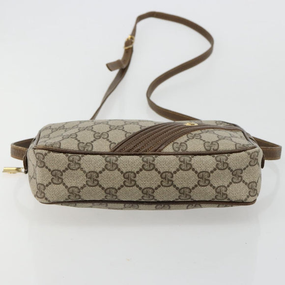 GUCCI GG Supreme Umhängetasche PVC Beige Gold Auth BA13033