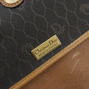 Christian Dior Honeycomb Canvas Umhängetasche PVC Schwarz Gold Auth BA13036-18