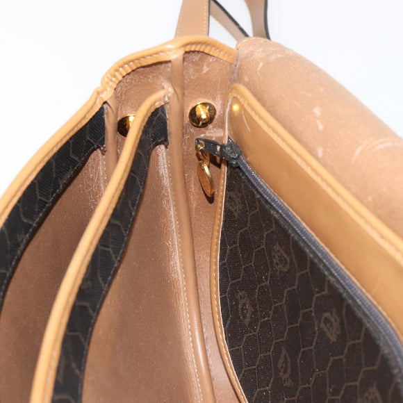Christian Dior Honeycomb Canvas Umhängetasche PVC Schwarz Gold Auth BA13036