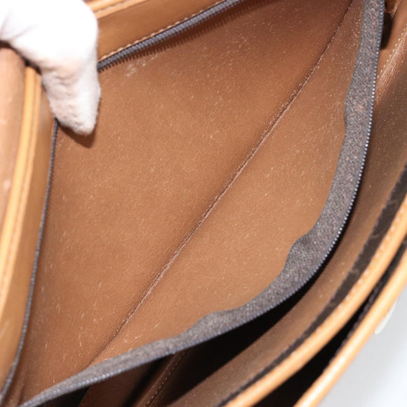 Christian Dior Honeycomb Canvas Umhängetasche PVC Schwarz Gold Auth BA13036