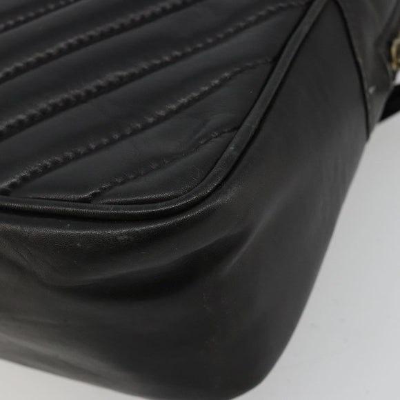 CHANEL V Stitch Chain Shoulder Bag Lamb Skin Black Gold CC Auth BA13037