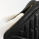 CHANEL V Stitch Chain Shoulder Bag Lamb Skin Black Gold CC Auth BA13037-15