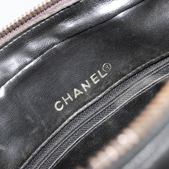 CHANEL V Stitch Chain Shoulder Bag Lamb Skin Black Gold CC Auth BA13037