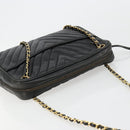 CHANEL V Stitch Chain Shoulder Bag Lamb Skin Black Gold CC Auth BA13037-6