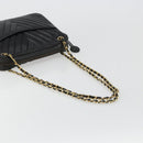 CHANEL V Stitch Chain Shoulder Bag Lamb Skin Black Gold CC Auth BA13037-7