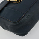 Chloe Chain Elsie Shoulder Bag Leather Navy Gold Auth BA13039A-14