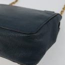 Chloe Chain Elsie Shoulder Bag Leather Navy Gold Auth BA13039A-15