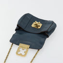 Chloe Chain Elsie Shoulder Bag Leather Navy Gold Auth BA13039A-10