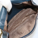 Chloe Chain Elsie Shoulder Bag Leather Navy Gold Auth BA13039A-11