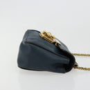 Chloe Chain Elsie Shoulder Bag Leather Navy Gold Auth BA13039A-3
