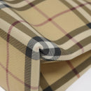 BURBERRY Nova Check Hand Bag PVC Leather Beige Silver Auth BA1304-9