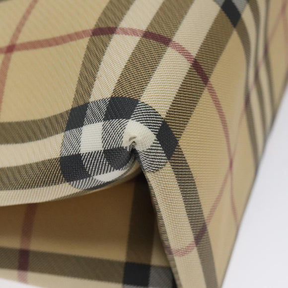 BURBERRY Nova Check Hand Bag PVC Leather Beige Silver Auth BA1304